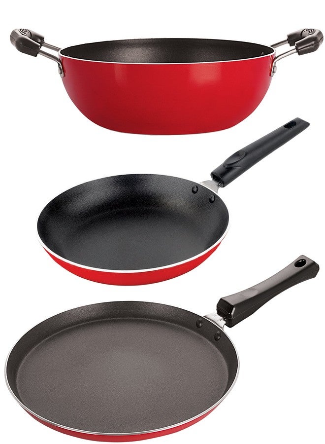Nirlon Non-Stick Tawa Kadhai and Tapper Pan Combo Kitchen Cooking Item Set - Image 1